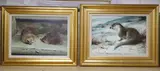 Otter in winter' and 'Hedgehogs by John Edwards, oil, sold Jun 2021