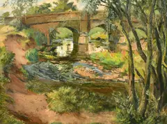 Otterton Bridge by Miles Balmford Sharp, oil on board, offered Jul 2022