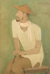 Indian School, a study of a seated gentleman by Lalu Prasad Shaw, watercolour and gouache, sold Jul 2022