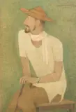 Indian School, a study of a seated gentleman by Lalu Prasad Shaw, watercolour and gouache, sold Jul 2022