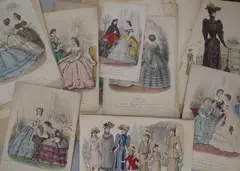 coll'n of over 50 19th c. h-col'd engravings (Q). by Costume Prints, print (other), sold Jul 2022