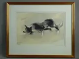 Print - stalking sheepdog by William Selwyn coloured limited edition, print, sold May 2017