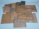 an engraved wooden printer's block and an etched copper example, various scenes including an interesting study of a Greek style helmet, various measurements by Fifteen Engraved Copper Printer's Plates, print (other), sold May 2017