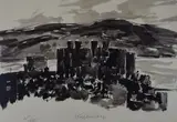 Monochrome print - Conwy Castle from an elevated by Kyffin Williams Ra limited edition, print, sold May 2017