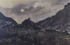 Print - upland farm at sunset by Kyffin Williams Ra limited edition, print, sold May 2017