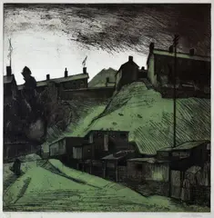 Print - Rhondda street by George Chapman limited edition, print, sold May 2017