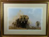 Print - entitled 'Elephants in the Tsavo National by David Shepherd coloured limited edition, print, sold Mar 2017