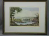 Print - The Menai Suspension Bridge with figures on by Keith Andrew coloured limited edition, 1977, print, sold Mar 2017
