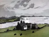 Print - Anglesey landscape with the iconic by Kyffin Williams Ra limited edition, print, sold Feb 2017