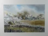 Coloured print - group of Anglesey cottages with figures by Keith Andrew limited edition, 2008, print, sold Jan 2017
