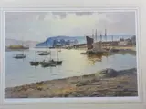 Coloured print - Conwy Castle and Harbour by Warren Williams Arca limited edition, print, sold Nov 2016