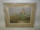 landscape with ruins in the foreground, signed lower left, by Leslie Kent, oil, sold Nov 2015
