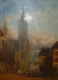 Cathedral scene, oil on canvas, signed and dated 1869 lower right, by Hermann Schaper, 1869, oil on canvas, sold Nov 2015