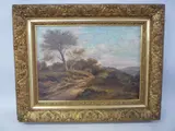 Sheep being herded down a lane, oil on canvas, 19th Century, signed W. Fitz lower left, by W. Fitz, oil on canvas, sold Nov 2015