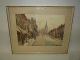 late 19th Century, a street scene with church in the foreground, watercolour, signed by Charles Rousse, watercolour, sold Nov 2015