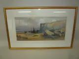 Coastal scene with fisherman coming a shore, watercolour, signed lower right, by George James Knox, watercolour, sold Nov 2015