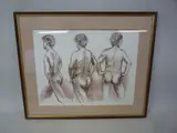 pastel on paper, three sketches of a man, signed in pencil and label by Enid Lillian Bloom, pastel on paper, sold Nov 2015