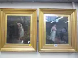 young ladies in woodlands settings, oil on canvas, signed and dated 1871, pair, 28cm x by P. Bethell, 1871, oil on canvas, sold Aug 2015