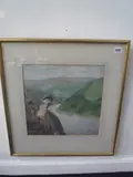 Eagle perched above a valley, possibly oil on tempera, 35cm x 35cm by Maxwell Armfield, oil, sold Aug 2015