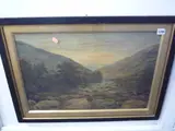 'Wire Bridge, Elan Valley', oil on canvas, signed lower right and verso, 39cm x 58cm by W. Stone, oil on canvas, sold Aug 2015