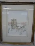 St Augustine's, Dodderhill, Droitwich, watercolour, signed lower right, 47cm x by Stephen Jon Irish, watercolour, sold Aug 2015