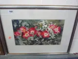 still life of roses, watercolour, signed lower right, 23cm x 40cm by Ann Blockley, watercolour, sold Aug 2015