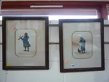 man and violin and man with sword, pair, watercolour, signed, 21cm x 16cm by Isabel A. Leason, watercolour, sold Aug 2015
