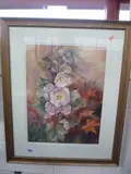 still life of hollyhocks, watercolour, signed lower left, 49cm x 36cm by Ann Blockley, watercolour, sold Aug 2015