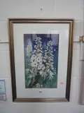 Hollyhocks, watercolour, signed lower right, 43cm x 26cm by Ann Blockley, watercolour, sold Aug 2015