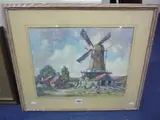 Timber Mill, Holland, watercolour, signed lower right, 32cm x 40cm by Edward Albert Hickling, watercolour, sold Aug 2015