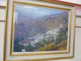 Mediterranean hillside village, pastel, signed lower left, 48cm x 63cm by Lionel Aggett, pastel, sold Aug 2015