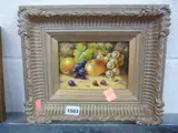 still life of fruit, oil on board, signed lower right, 11cm x 16cm by John F. Smith, oil on board, sold Jul 2015