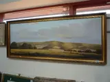 evening shadows - Ditchling Beacons, oil on canvas, signed lower right, 45cm x 120cm by Michael Morris, oil on canvas, sold Jul 2015