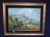 continental coastal scene, oil on canvas, signed lower right, 49cm x 69cm by W Lupo, oil on canvas, sold Jul 2015