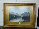 river scene with cottage by Collins.w. Gilt Framed Watercolour, WATERCOLOUR, sold Jul 2015