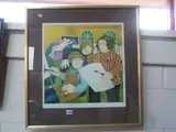 The Art Class, a signed print, blind stamped, published by the Alexander Galleries, 45cm x 44cm by Beryl Cook, print, sold Jul 2015