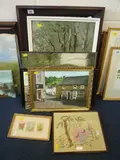 1982, 'Fountain Gallery' street scene in a rural British town, oil on board, 26cm x by D. J. Andrews, oil on board, sold May 2015