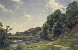 River landscape Signed Oil by José Weiss, Oil on canvas, sold Dec 2015