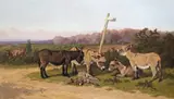 Donkeys in the New Forest Signed and dated 1884 Oil by Arthur Batt, 1884, Oil on canvas, sold Dec 2015