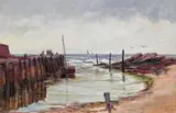 Fishermen on a harbour Signed and dated 77 Oil on canvas 31 x 46cm; 12 x 18in ++Unlined, good condition by John Syer, Oil on canvas, offered Dec 2015