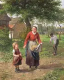 Gathering hay Signed and inscribed Ternath Oil by Cornielle Petit, Oil on canvas, offered Dec 2015