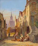 Carantan, Normandy, France Signed Oil on panel 19.5 x 16.5cm; 7½ x 6½in ++In good condition by Pieter Christian Dommersen, Oil on panel, offered Dec 2015