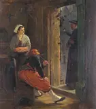 The Pastor’s visit Signed Oil by Bernard H. Cobbe, Oil on canvas, offered Dec 2015