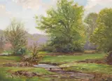 New Forest view Signed Oil on board 23 x 30.5cm; 9 x 12in ++Good condition by Edythe B. Batt, Oil on board, sold Dec 2015