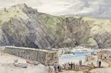 Mullion Cove Signed and dated 1927 Watercolour over by Henry Rushbury, 1927, Watercolour over pencil, sold Dec 2015