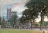 Canterbury Signed, titled and dated 1914 Watercolour 25 x 36.5cm ++One light fox mark in sky, good condition by Albert Goodwin, 1914, Watercolour, sold Dec 2015