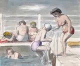 Girls at the Bathing Pool Signed with initials Watercolour over pencil 21.5 x 26cm Provenance: Michael Parkin Gallery, London, Oct by Edward Ardizzone, Watercolour over pencil, sold Dec 2015