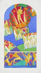 Vorticist School design in two sections Signed and dated 1919 Watercolour and pencil 29 x 16.25cm (sheet size) Provenance: Waterhouse & Dodd, London, 2006, No by Robert Arthur Wilson, 1919, Watercolour and pencil, sold Dec 2015