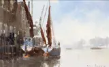 Thames at Lambeth; A pair, both signed Both gouache Each 10.75 x 17cm (2) ++Both good condition by Roy Perry, gouache, sold Dec 2015