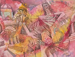 A lady with a lyre; A bird figure A pair, both signed Both watercolour and bodycolour over pen and ink Each 21.5 x 28cm (2) Provenance: L.F by Ophelia Redpath, watercolour and bodycolour, sold Dec 2015